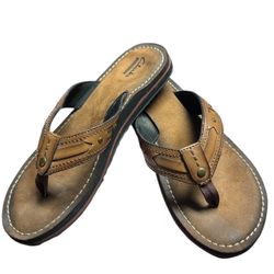 CLARKS Collection Sunburst Flip Flop Thongs Sandals Leather Brown 8M Womens
