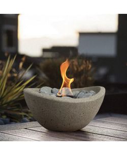 Beautiful Concrete Table Top Gel Flame Fire pits Includes Rocks And Includes Three Cans Of Gel Fluid 