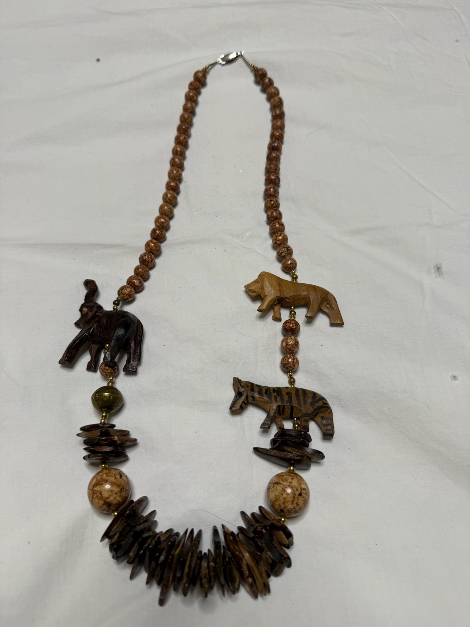 Animal-Themed Necklace with Zebra, Lion & Elephant Charms