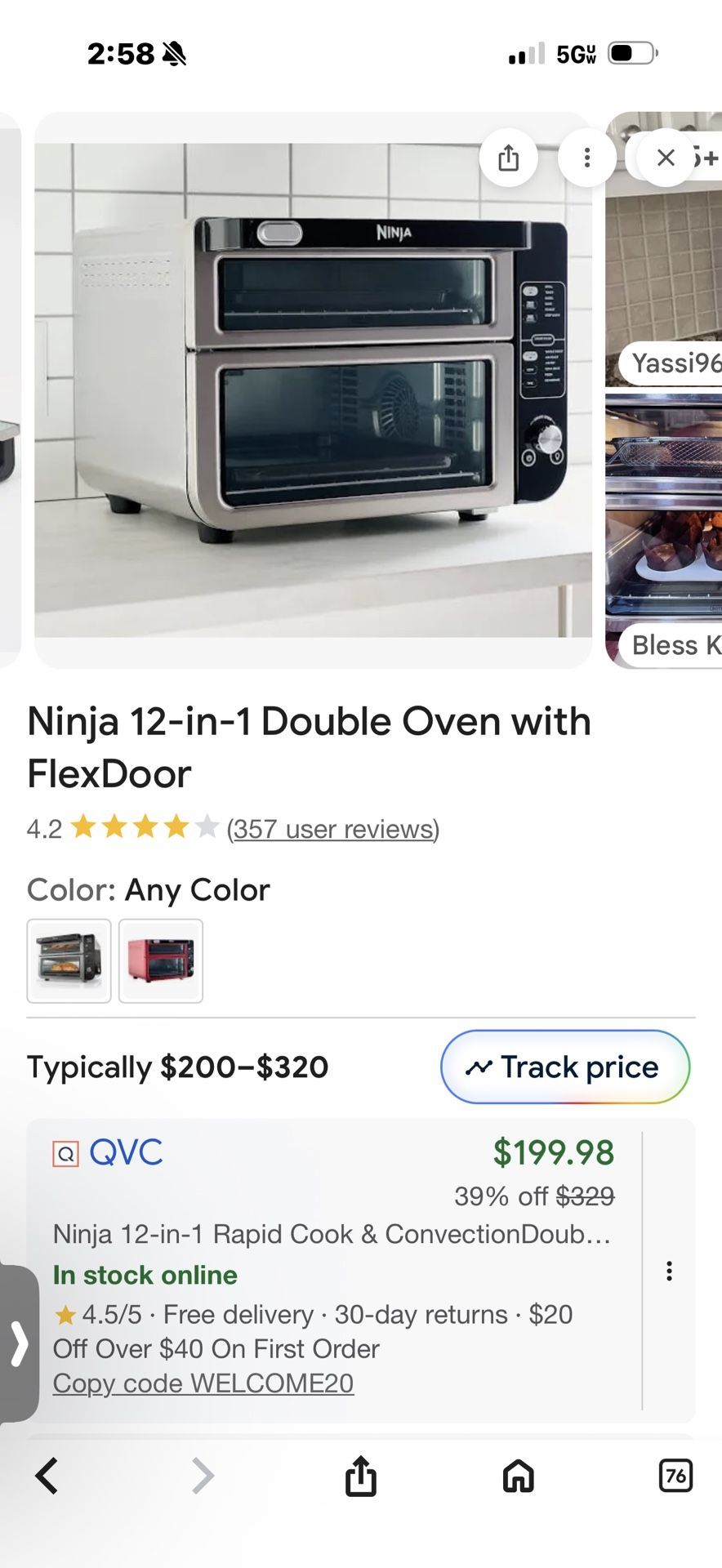 Ninja 12-in-1 Rapid Cook, Air Fry & Convection Double Oven $125
