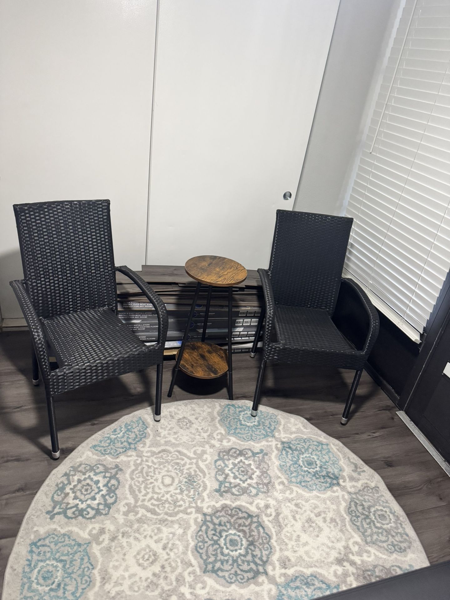 Patio Chairs With Side Table And Round Rug