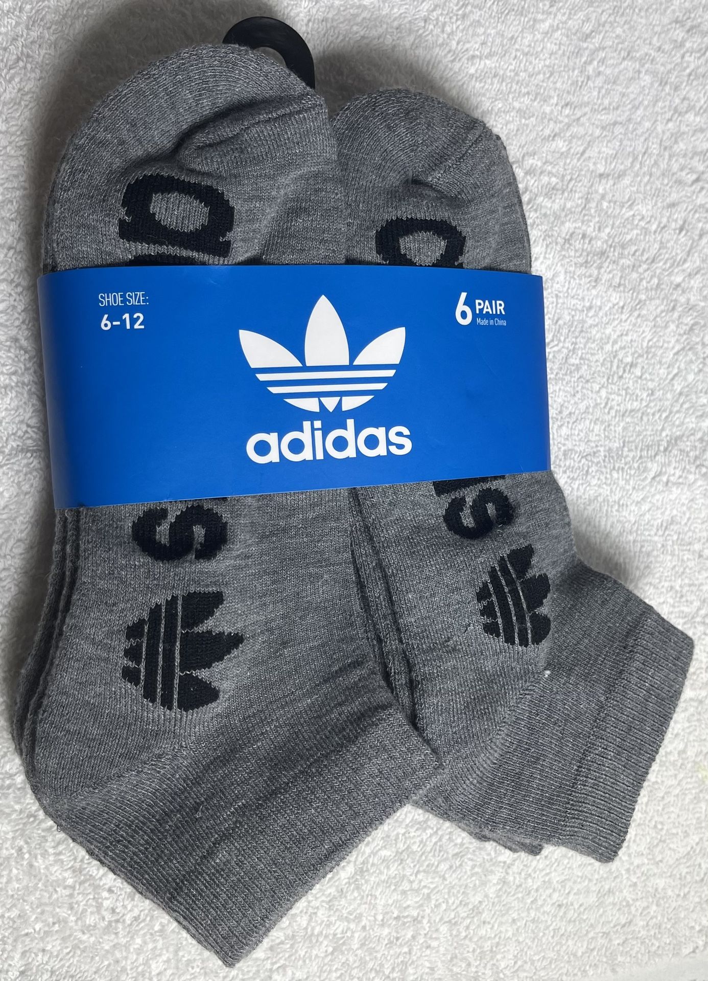 Adidas Originals Forum Trefoil Low Cut Socks Gray/Black 6/Pack (6-12) Men's “New”