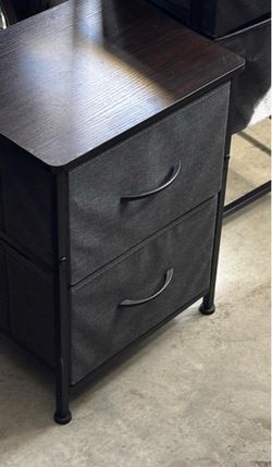 2-Drawer Fabric Nightstand with Wood Top
