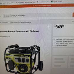 RYOBI 6,500-Watt Gasoline Powered Portable Generator