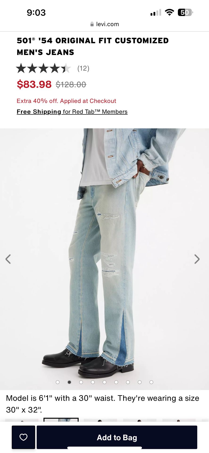 Levi's 501 Limited Edition Custom jeans