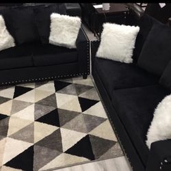Black Velvet Sofa And Loveseat On Sale
