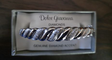 Dolce Giavonna 925 Sterling Silver Diamond Bangle