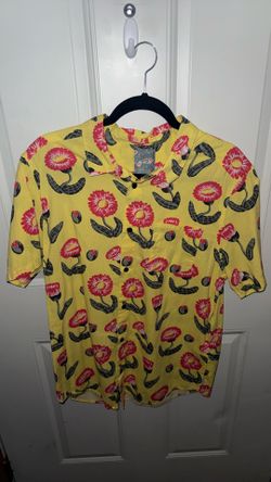 RVCA Luke Pelletier Special Edition Yellow Button-Up with Pink Floral Print
