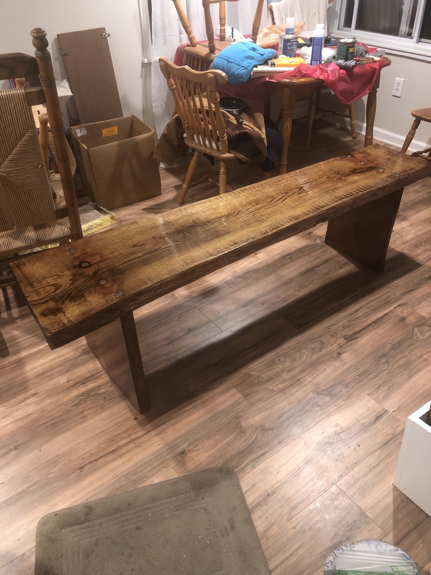 Live Edge Solid Red Oak Bench