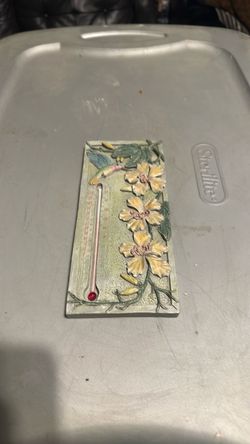 Decorative Wall Thermometer with Floral Relief