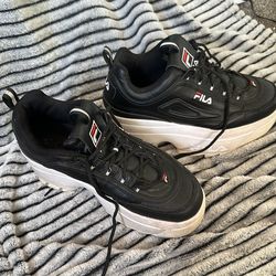 Fila  rays black and red platform shoes