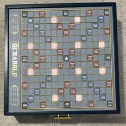 Scrabble with Rotating Wooden Game Board Turntable Lazy Susan