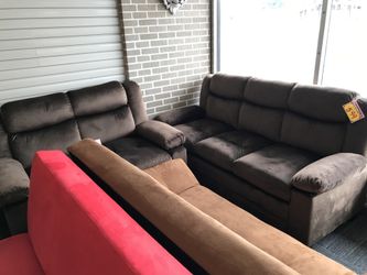 2 pc Living Room Set, Sofa and Loveseat, Chocolate