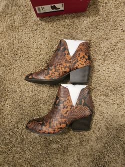 SO Barb Snake Print Ankle Boots