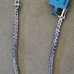 Tennis Bracelet With Moissanite 7" 3MM Solid Silver 
