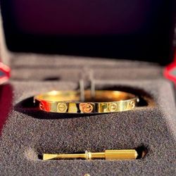 Cartier 18k yellow gold LOVE BRACELET, CLASSIC MODEL size 17 full set 2024