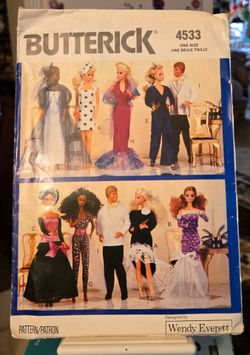 Vintage Retro Butterick Barbie and Ken Clothing Pattern