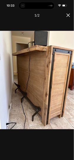 wood bar with foot rail