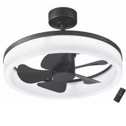 Home Decorators Collection Dialstone 23 in. Indoor/Outdoor Matte Black Fandelier Ceiling Fan with Adjustable White LED with Remote Included