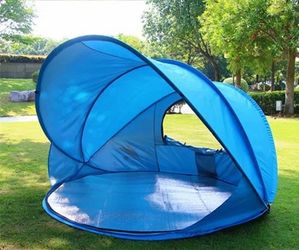 Easy Pop Up Beach Tent 2-3 Person Portable Foldable Shelter UPF 50+ (Blue)
