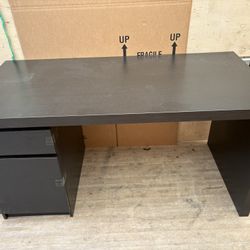 Dark Wood Desk with Drawers 