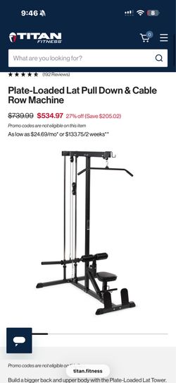Titan fitness plate loaded lat pull down machine.