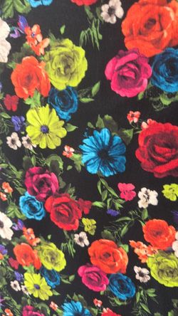 Floral Print Fabric Black Background