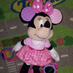 Disney Minnie Mouse Stroller Car Seat Toy Crinkle Rattle Teether Pink 