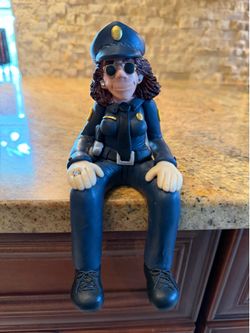 Female Law Enforcement Bookshelf Sitter Decoration, Lady Cop Decor, Woman Police Figurine