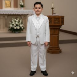 Boys White First Communion/Baptism Suit Set Size 8