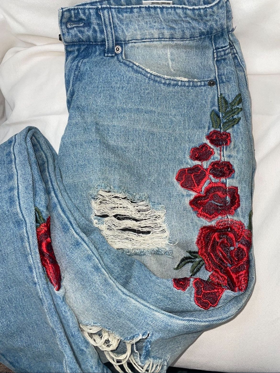 Rose Blue Ripped Skinny Jeans Mens