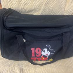 Walt Disney World 1971 Foldable Travel Duffle Bag Black Mickey Mouse Collapsible