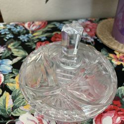 Vintage Cut GLASS CANDY DISH, Heavy, Pre-Loved, Excellent Condition 