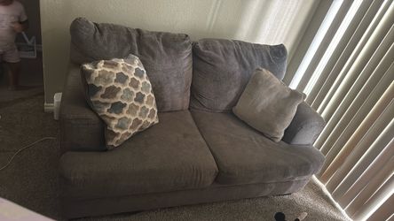 Gray Fabric Loveseat Sofa and couch