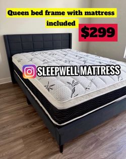 Queen size bed frame with mattress included
