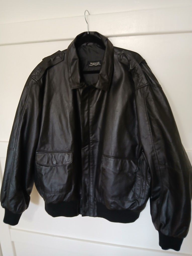 Mens Black Leather Bomber Jacket