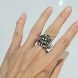 925 Sterling Silver Women's Cuff Ring Band Adjustable Size Gift 