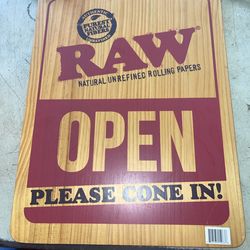 RAW Wooden Open Closed Hanging Sign 11.75" x 15.75"