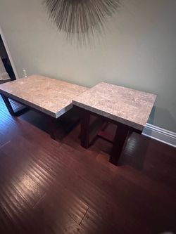 Matching solid marble coffee table and end table. Sold separate or together. Measurements in description.