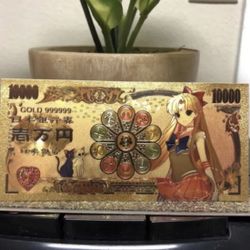 24k Gold Plated Sailor Venus Sailor Moon Banknote