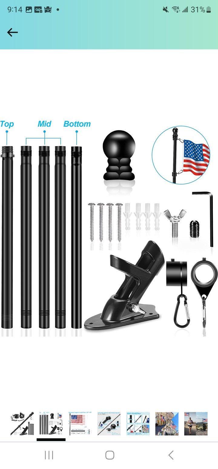 20FT Telescopic Flag Pole Kit, Heavy Duty Aluminum Telescoping Flagpole Outdoor Inground Telescope Flag Poles