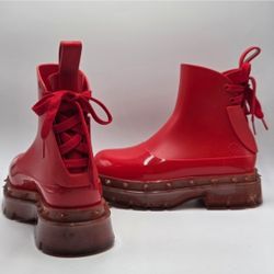 Melissa x Undercover Spikes Boots in red.  Women's 8 Men's 6.5