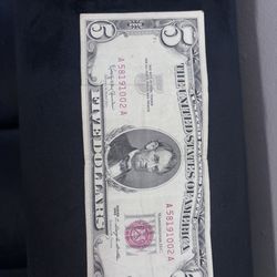 1963 $5 Red Seal Note – Vintage US Paper Money