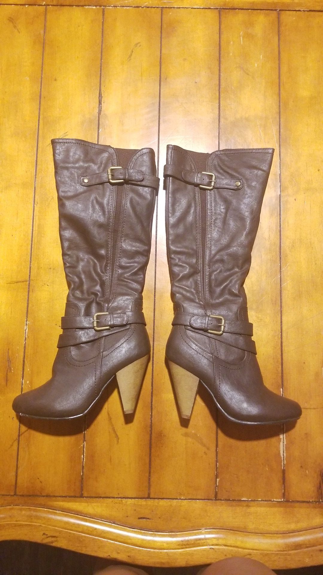 New size 5.5 women's knee high dark brown boots fashion fall winter heels by wild diva