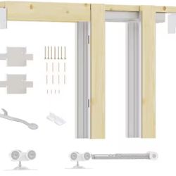 18 in. to 36 in. x 80 in. Universal Aluminum Pocket Door Frame with Hardware Kit and Soft Close（PKDHD-SC)