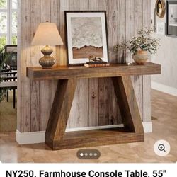 NY250. Farmhouse Console Table, 55" Sofa Table with Storage