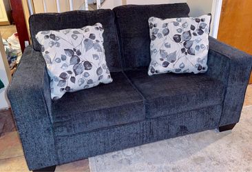Living Room Furniture – 2 Loveseats + Decorative Electric Fireplace