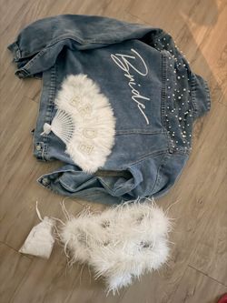 Bride Jacket with Pearls and Bride Fan, Feather garland