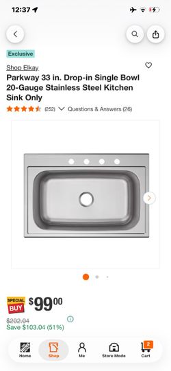 Elkay Parkway 33 in. Stainless Steel Kitchen Sink minor dent