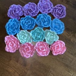 3D Flowers Large Lightweight 7.5” Stick or Hang Plus Free  Wall Art Decor 